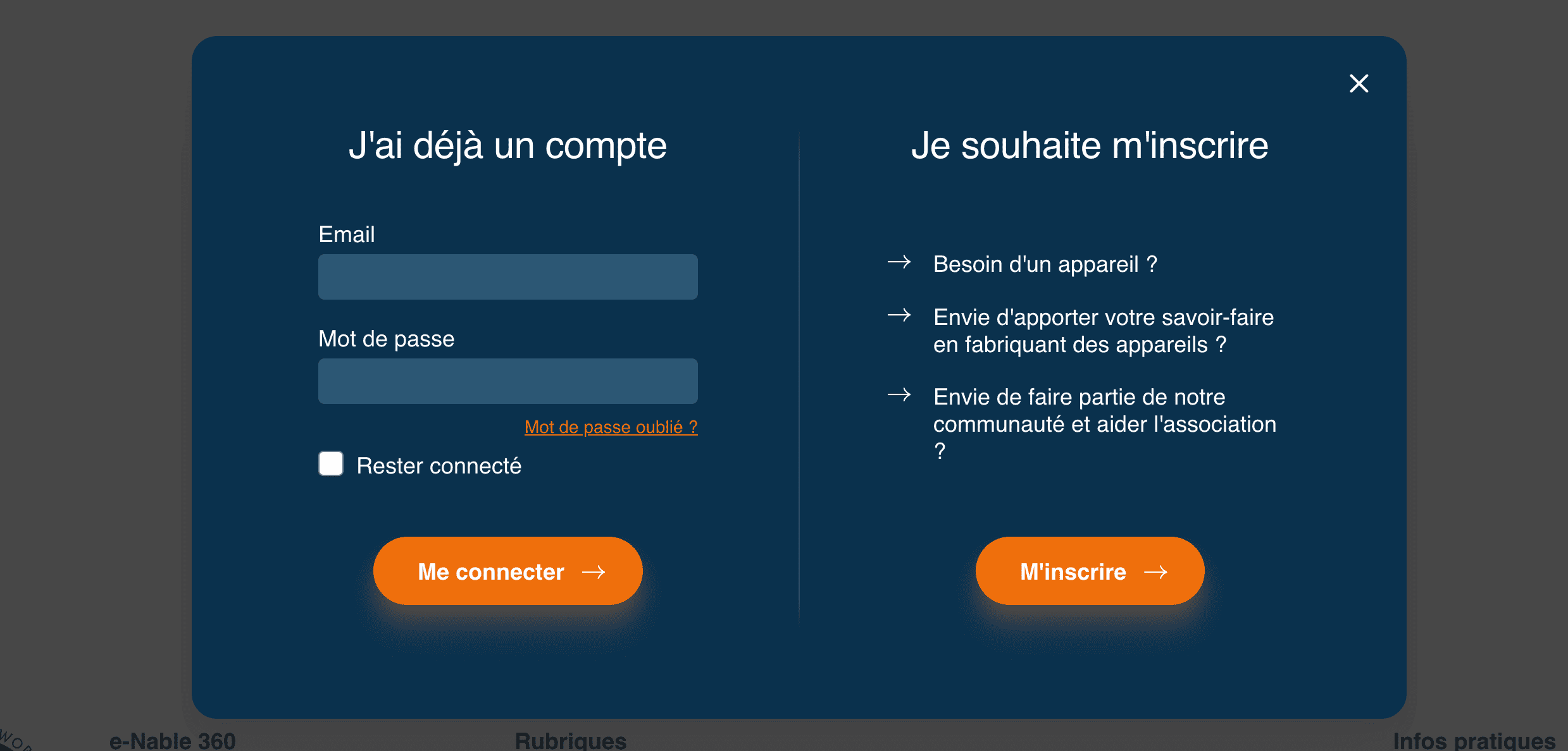 Formulaire d'inscription e-Nable 360